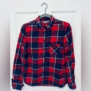 Uniqlo Buffalo Plaid Flannel Button Down Women’s size Medium